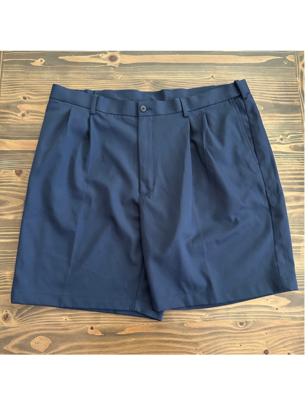 Men’s PGA TOUR Navy Blue Flat Front Golf Shorts 40 Polyester Classic Fit